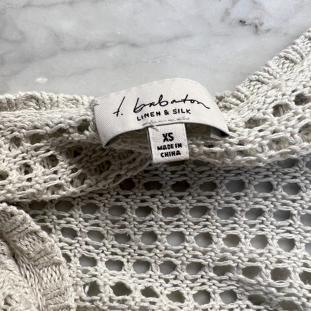 Aritzia T. Babaton Light Seafoam Green Open Knit Silk/Linen Blend Sweater XS - Picture 5 of 6